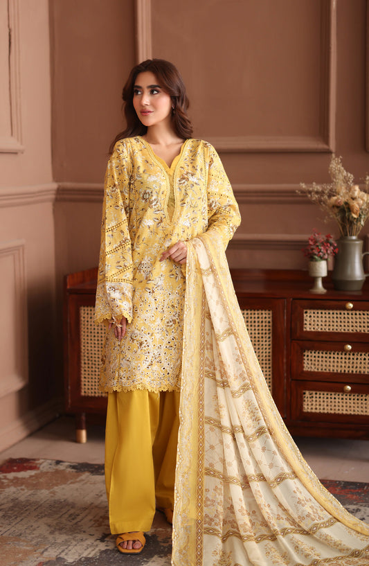 Keyaan by Johra Embroidered Lawn Unstitched 3 Piece Suit - JH-1027 - JH26KY - Yellow - Summer Collection