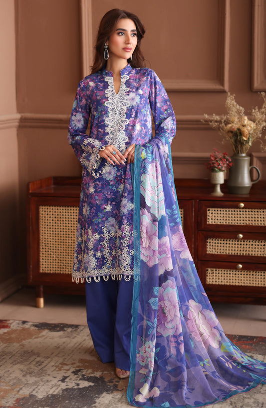 Keyaan by Johra Embroidered Lawn Unstitched 3 Piece Suit - JH-1026 - JH26KY - Blue - Summer Collection