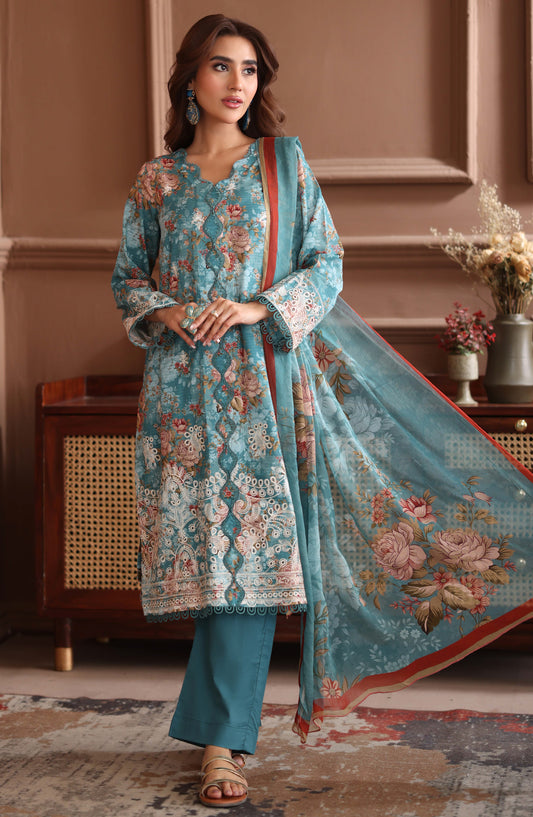 Keyaan by Johra Embroidered Lawn Unstitched 3 Piece Suit - JH-1022 - JH26KY - Blue - Summer Collection