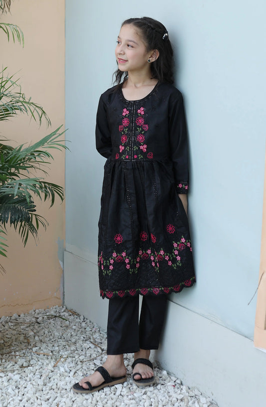 Black Multi Short Frock KST 092