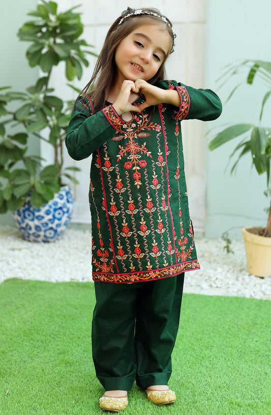 Dark Green Embroidered 2Pcs Suit KST 080 KHN26NZ