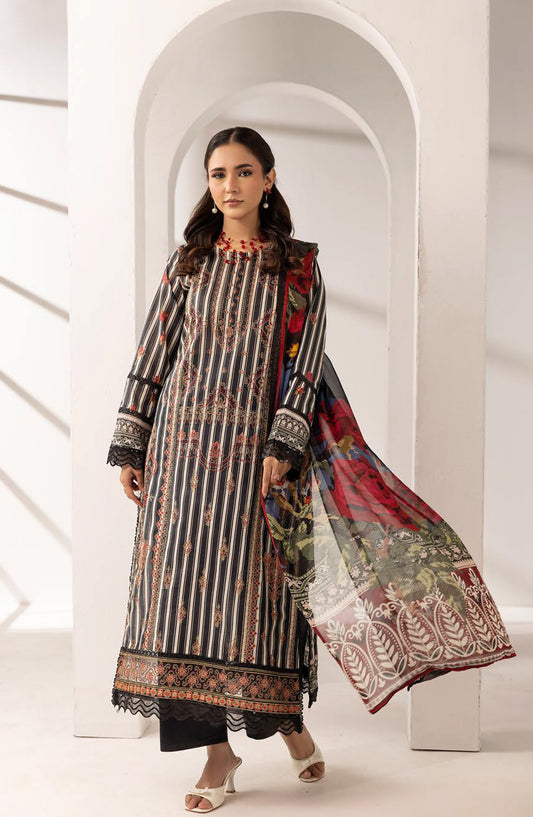 Khoobsurat by Al Karim Embroidered Lawn Unstitched 3 Piece Suit - MP-1209 - AK26KHB - Black - Summer Collection