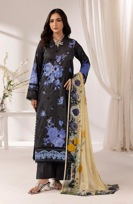 Khoobsurat by Al Karim Embroidered Lawn Unstitched 3 Piece Suit - MP-1206 - AK26KHB - Black - Summer Collection