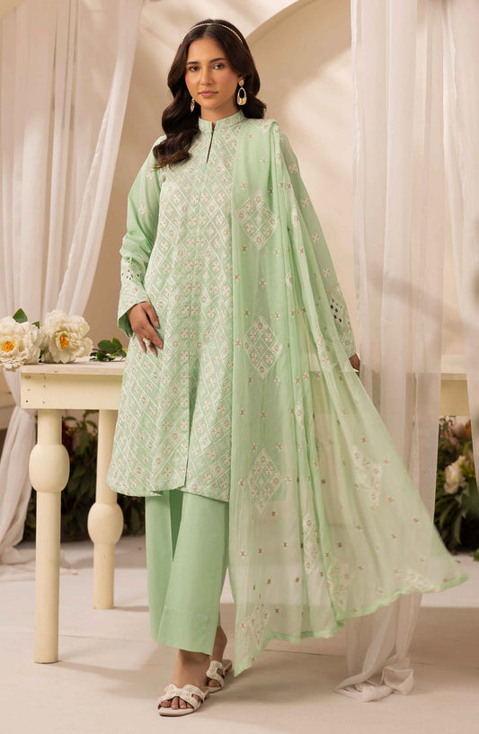 Khoobsurat by Al Karim Embroidered Lawn Unstitched 3 Piece Suit - LS-610 - AK26LW - Green - Summer Collection