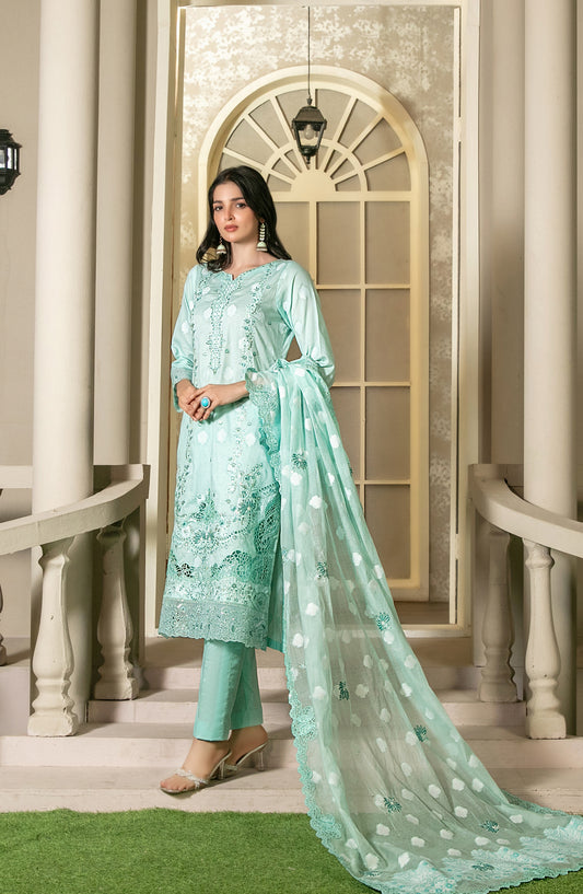 Khwaish by Tawakkal Fabrics Embroidered Broshia Lawn Unstitched 3 Piece Suit - D-2621 - TF26KW - Sea Green - Summer Collection