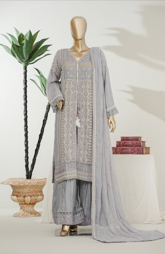 Kiara by Maria Fabrics Embroidered Chiffon Stitched 3 Piece Suit - Lazneen - MRF26KRA - Blue - Festive Collection