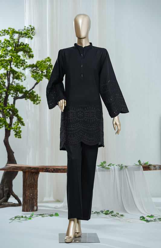 Korah Thread by Amna Khadija Embroidered Lawn Stitched 2 Piece Co-ords Set - AKKT-05 - AM26AKKT - Black - Summer Collection