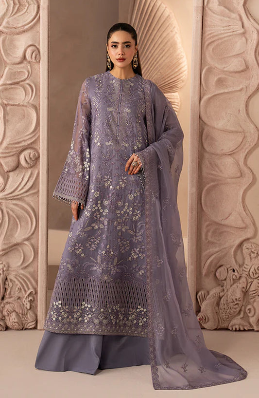 Lamisah Izhare Muhabbat Embroidered Chiffon Unstitched 3 Piece Suit - Purple Grace - LP26IZH - Luxury Collection