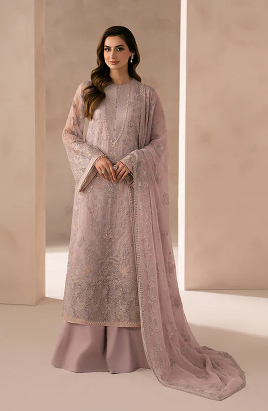 Lamisah Izhare Muhabbat Embroidered Chiffon Unstitched 3 Piece Suit - Pink Blossom - LP26IZH - Luxury Collection