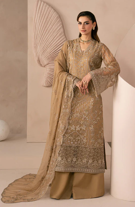 Lamisah Izhare Muhabbat Embroidered Chiffon Unstitched 3 Piece Suit - Golden Charm - LP26IZH - Luxury Collection
