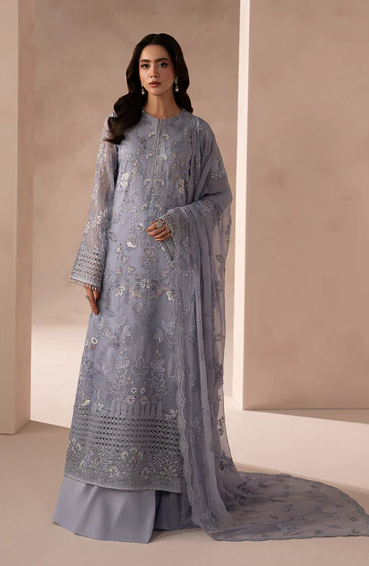 Lamisah Izhare Muhabbat Embroidered Chiffon Unstitched 3 Piece Suit - Grey Elegance - LP26IZH - Luxury Collection