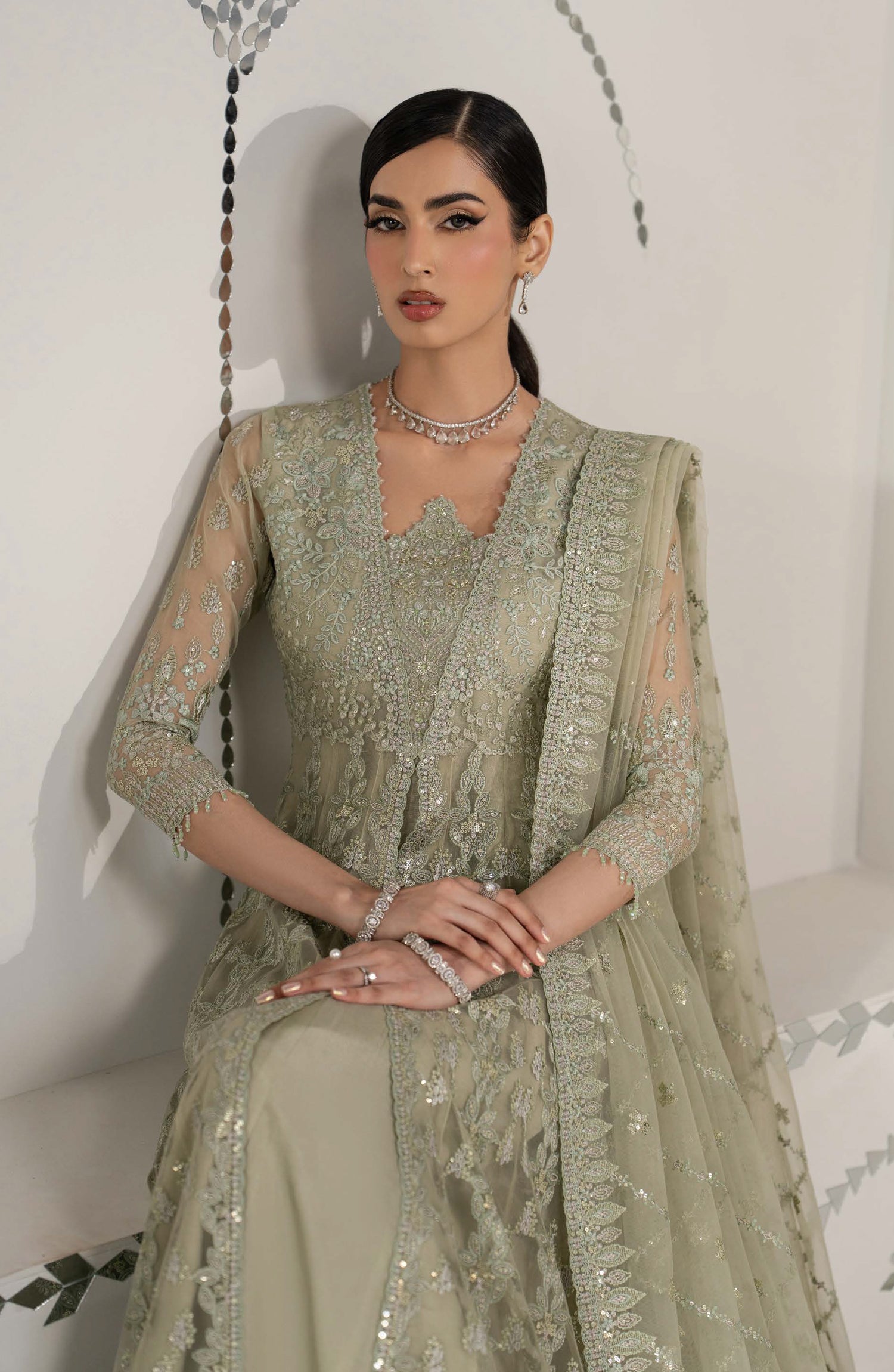 Lavish Shehnai Embroidered Organza Unstitched 3 Piece Suit - D2 Gul Bahar - LP26SHN - Green - Festive Collection
