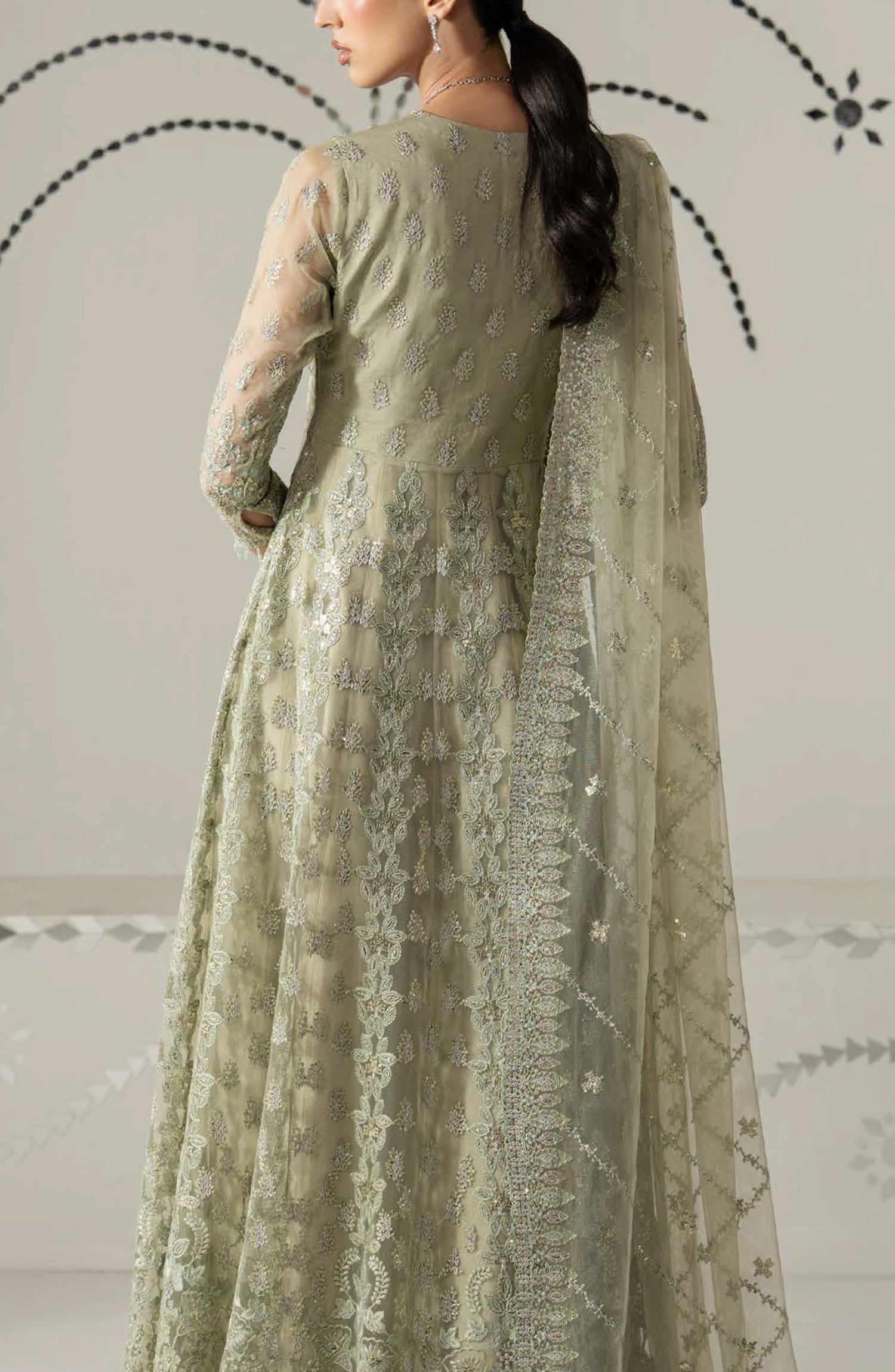 Lavish Shehnai Embroidered Organza Unstitched 3 Piece Suit - D2 Gul Bahar - LP26SHN - Green - Festive Collection