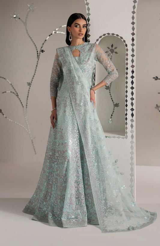 Lavish Shehnai Embroidered Organza Unstitched 3 Piece Suit - D3 Shehnaz - LP26SHN - Light Blue - Festive Collection