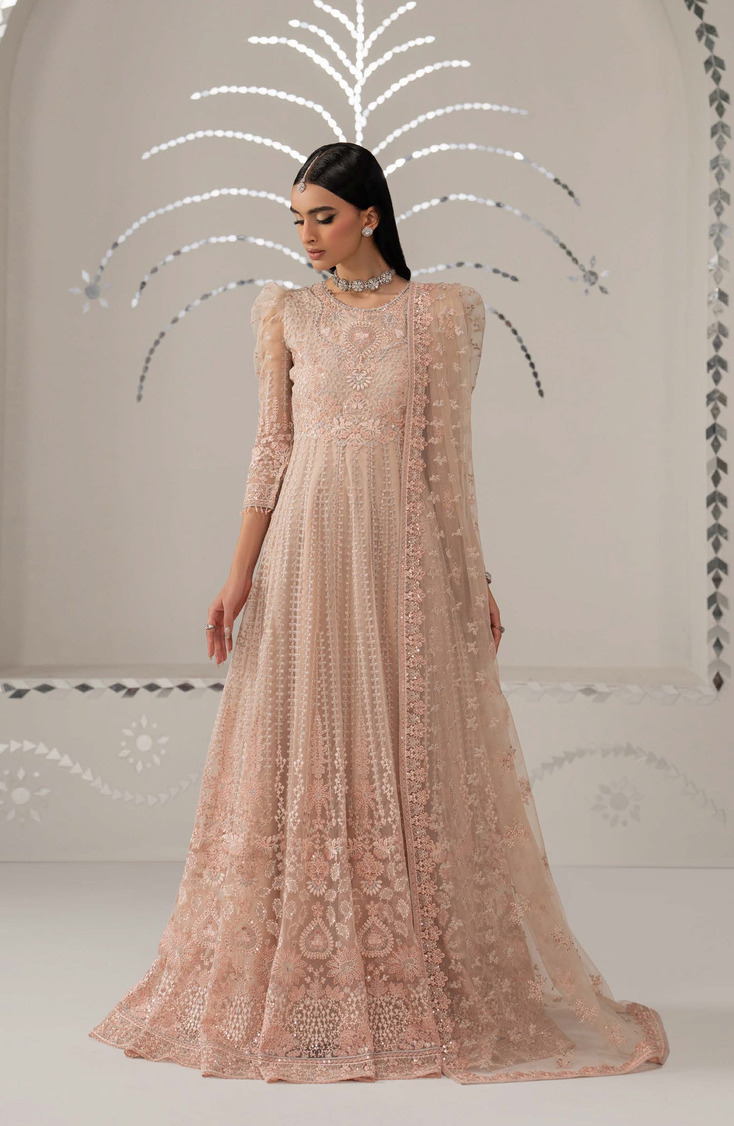 Lavish Shehnai Embroidered Organza Unstitched 3 Piece Suit - D6 Meher - LP26SHN - Pink - Festive Collection