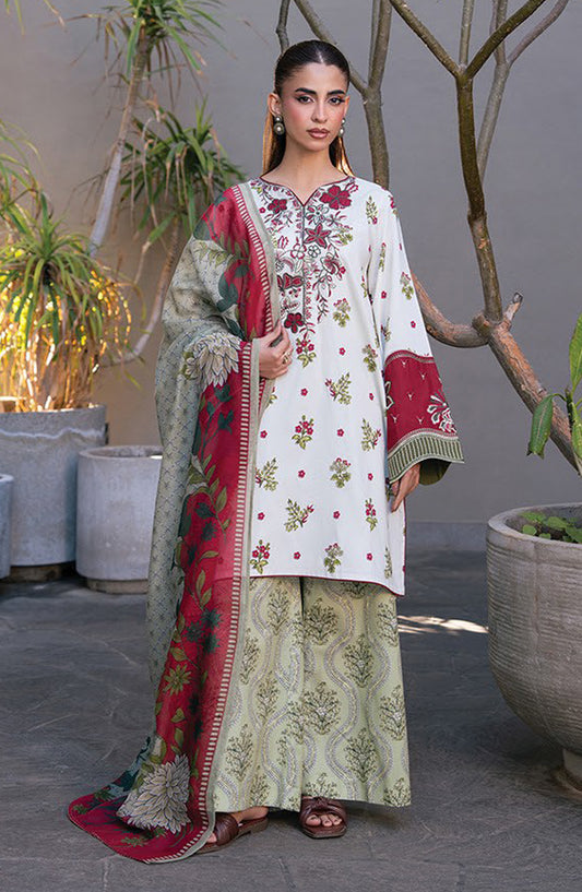 Layana by Xenia Embroidered Lawn Unstitched 3 Piece Suit - D-12 AMAL - XF26LY - White - Summer Collection