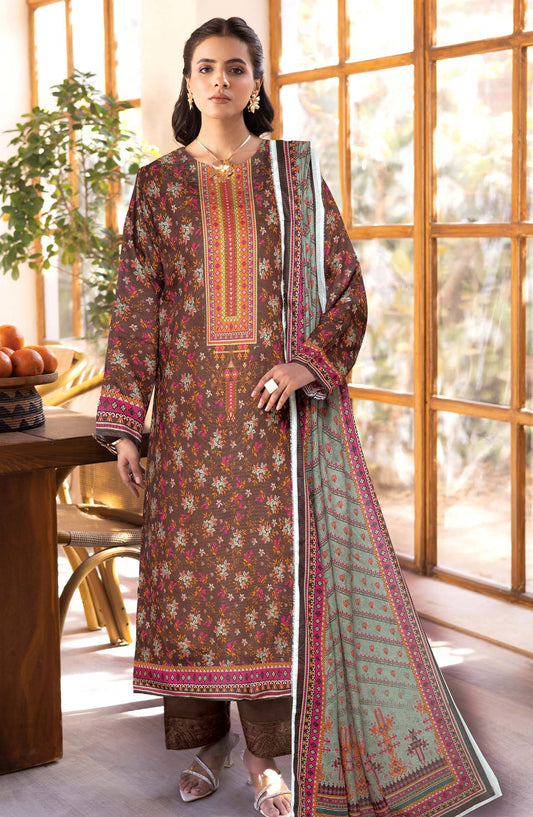 Limra by Johra Printed Lawn Unstitched 3 Piece Suit - JW-1420 - JH25LIMR - Brown - Casual Collection