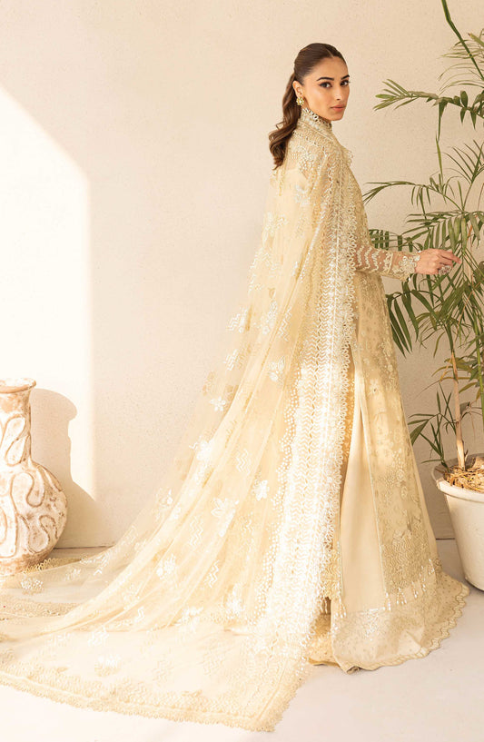 Lu Zella by Farasha Premium Embroidered Net Unstitched 3 Piece Suit - 09-Golden Aura - FSH25LZ - Gold - Formals Collection
