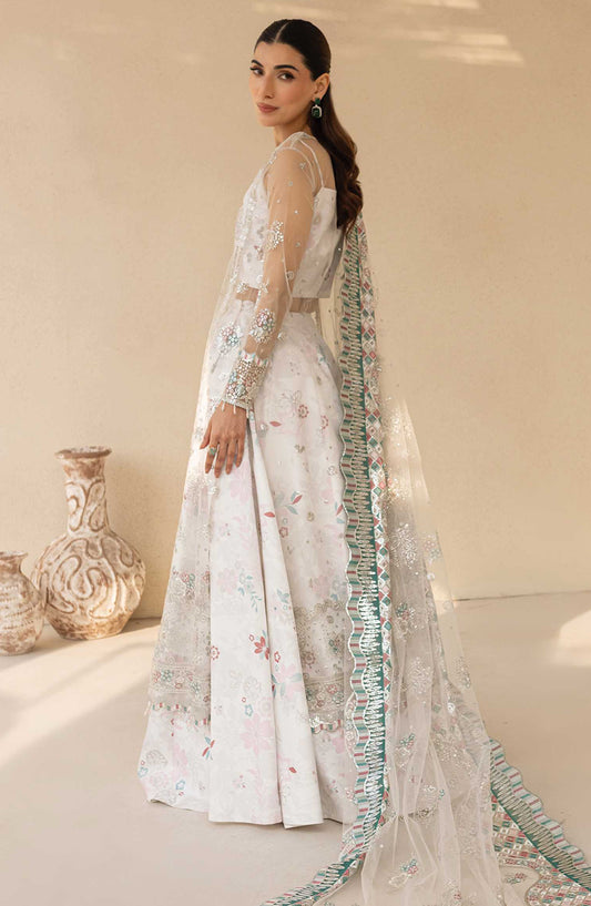 Lu Zella by Farasha Premium Embroidered Net Unstitched 3 Piece Suit - 05-Moonlight Mist - FSH25LZ - White - Formals Collection