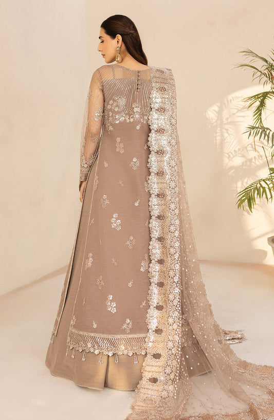 Lu Zella by Farasha Premium Embroidered Net Unstitched 3 Piece Suit - 03-Misty Grace - FSH25LZ - Beige - Formals Collection