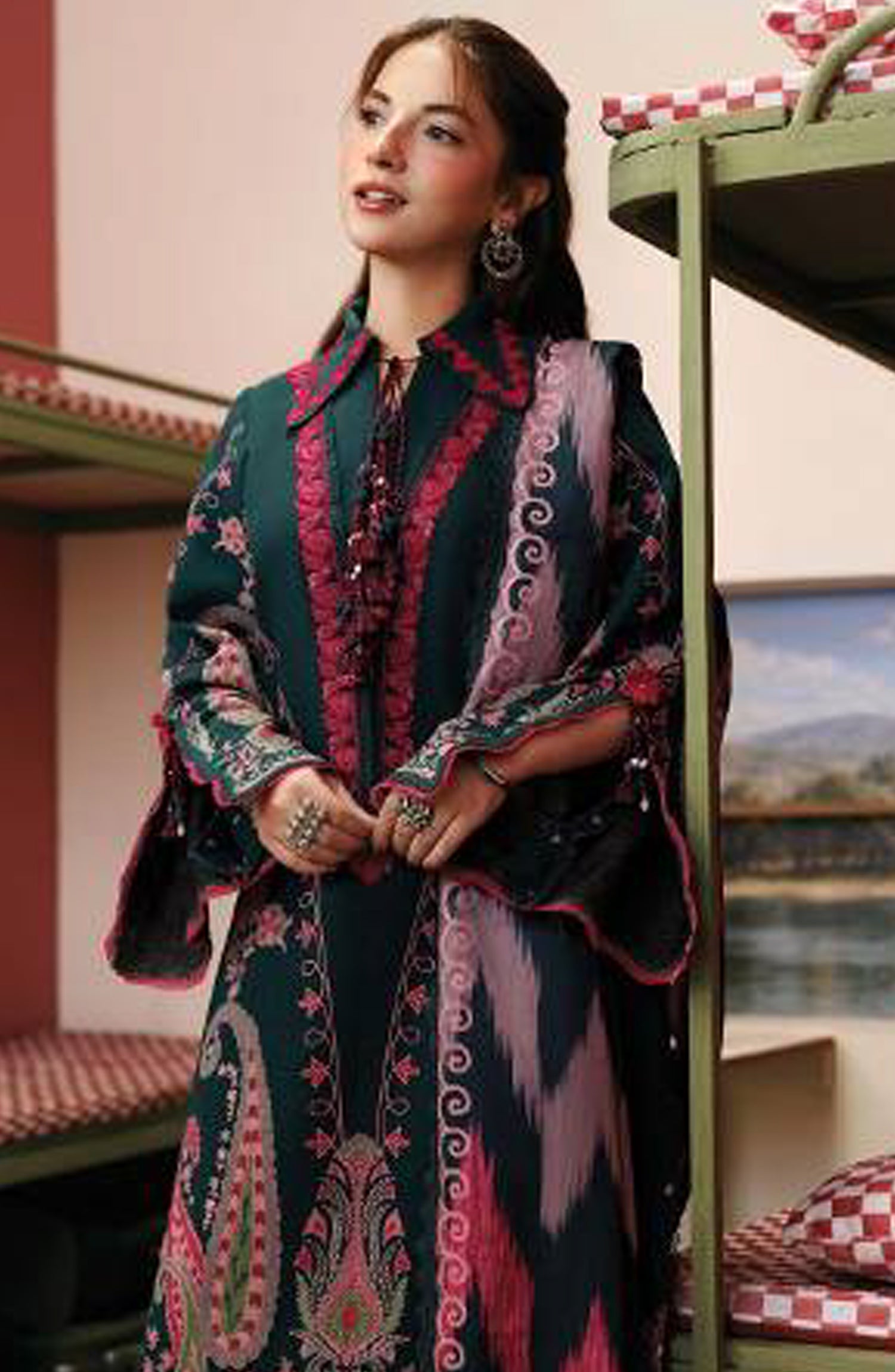 M. Basics Embroidered Slub Khaddar Unstitched 3 Piece Suit - D02B - MB26AST - Blue - Winter Collection
