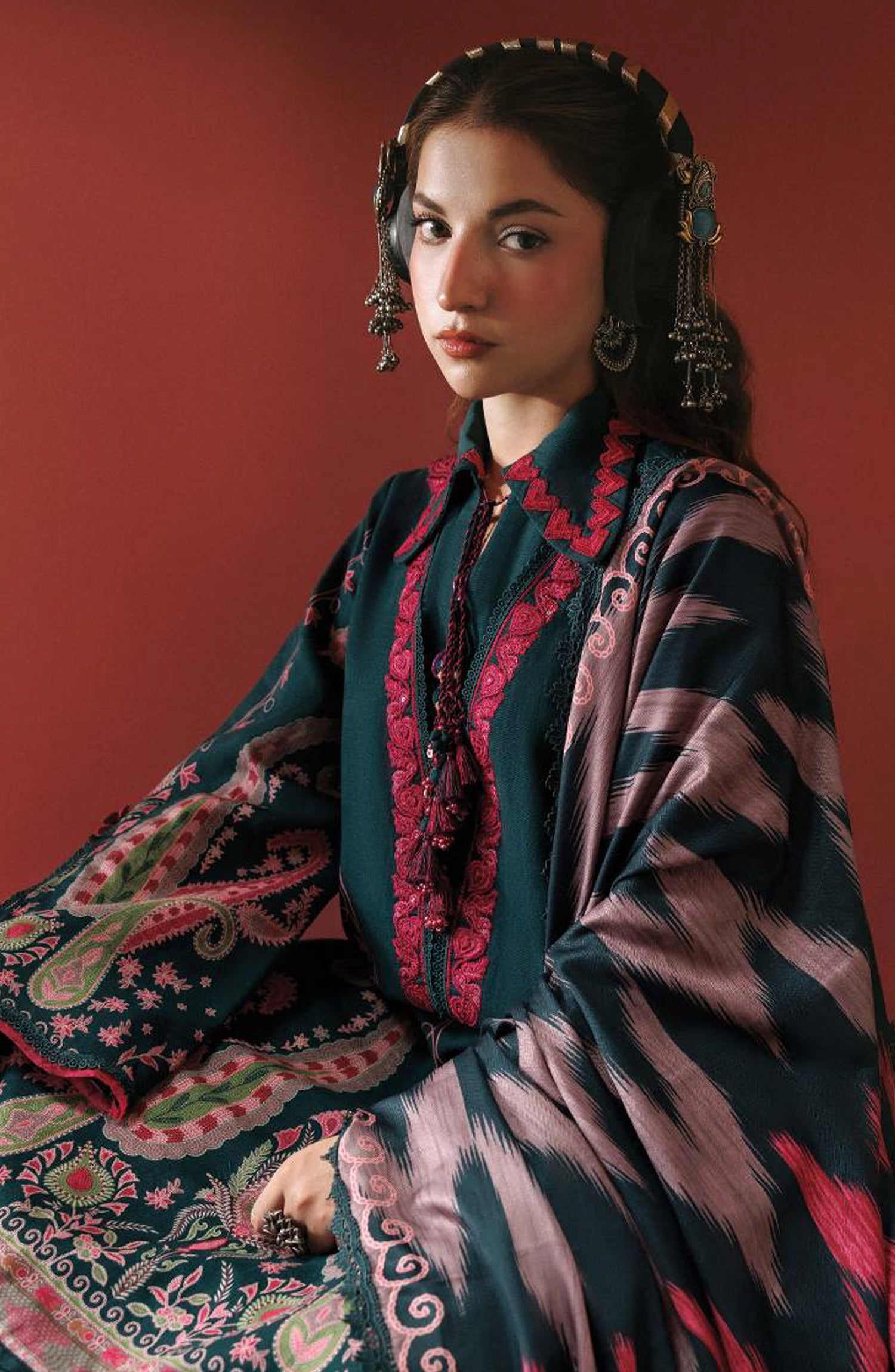 M. Basics Embroidered Slub Khaddar Unstitched 3 Piece Suit - D02B - MB26AST - Blue - Winter Collection