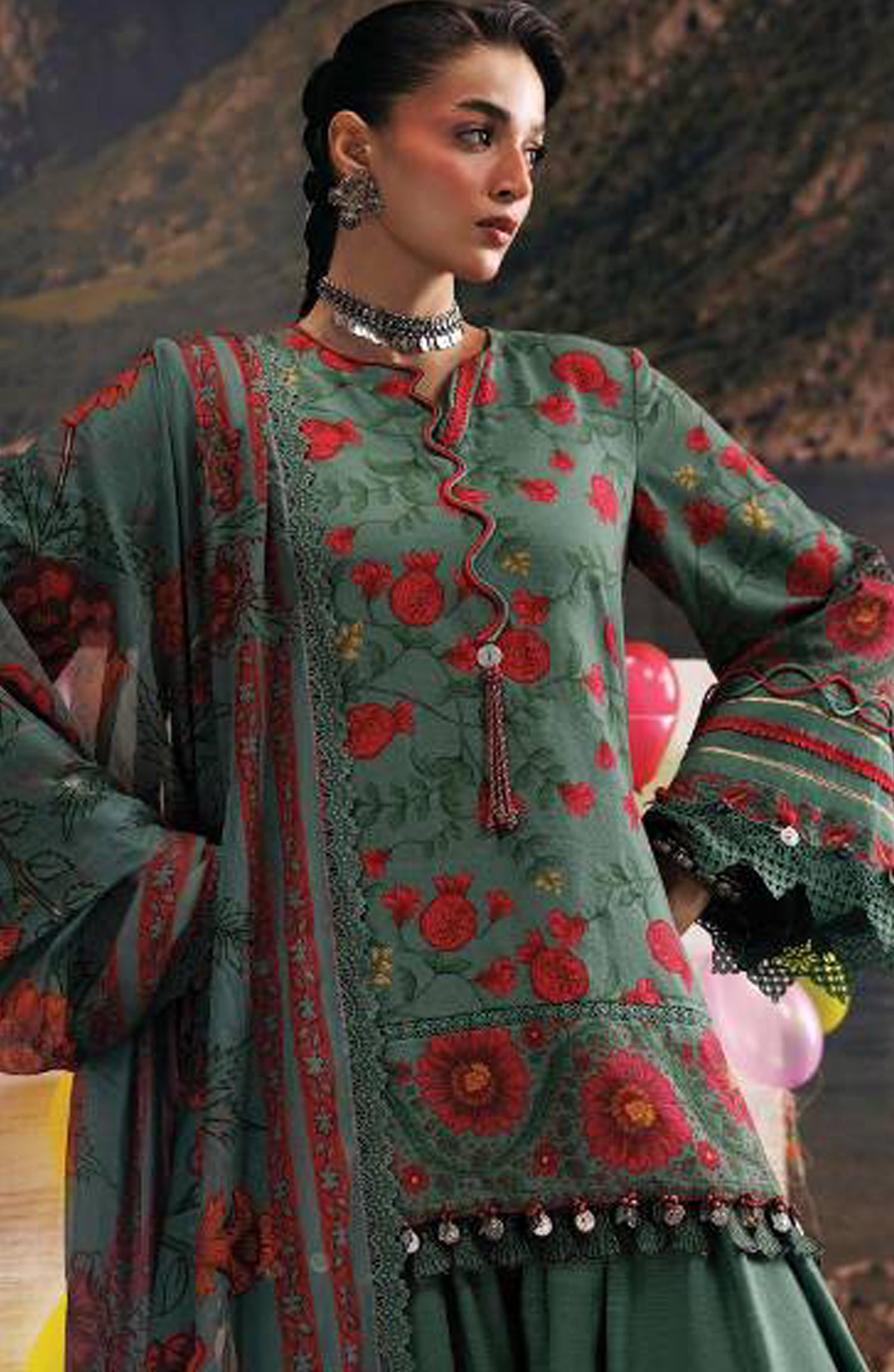 M. Basics Embroidered Slub Khaddar Unstitched 3 Piece Suit - D06A - MB26AST - Green - Winter Collection