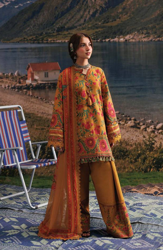 M. Basics Embroidered Slub Khaddar Unstitched 3 Piece Suit - D06B - MB26AST - Mustard - Winter Collection