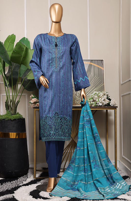 Mahee by HZ Textile Embroidered Cotton Lawn Unstitched 3 Piece Suit - HZ25MHE2 - MEJ-1256 - Blue - Summer Collection