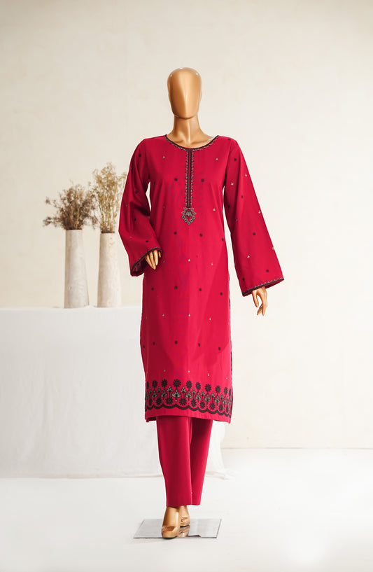 Maanavi by Amna Khadija Luxury Embroidered Khaddar Stitched 2 Piece Suit - MEK-04 - AM25MEKH - Red - Winter Collection