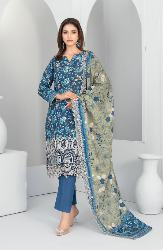 Madea by Tawakkal Fabrics Embroidered Khaddar Unstitched 3 Piece Suit - D-4776 - TF25MDEA - Blue - Winter Collection