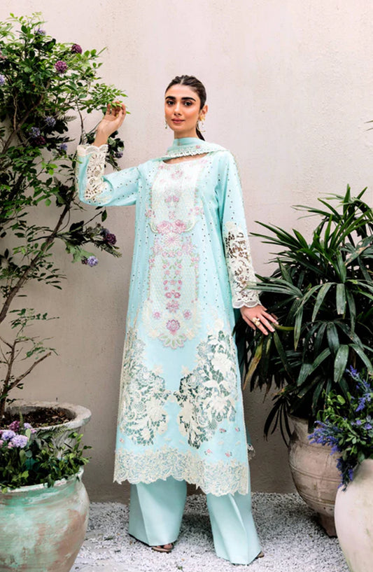 Magnolia Garden by Manara Embroidered Lawn Unstitched 3 Piece Suit - AZURE - MNR25MG - Blue - Summer Collection