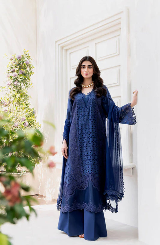 Magnolia Garden by Manara Embroidered Lawn Unstitched 3 Piece Suit - INDIGO - MNR25MG - Blue - Summer Collection