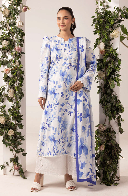 Mahee's by Riaz Arts Embroidered Lawn Unstitched 3 Piece Suit - Design-06 - RA25PRM - Blue - Summer Collection