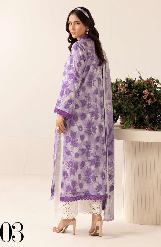 Mahee's by Riaz Arts Embroidered Lawn Unstitched 3 Piece Suit - Design-03 - RA25PRM - Purple - Summer Collection