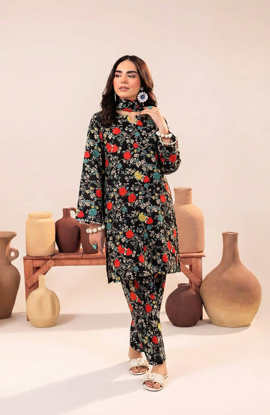 Mahi by Al Karim Printed Lawn Unstitched 2 Piece Suit - DE-18 - AK26AMHI - Black - Summer Collection