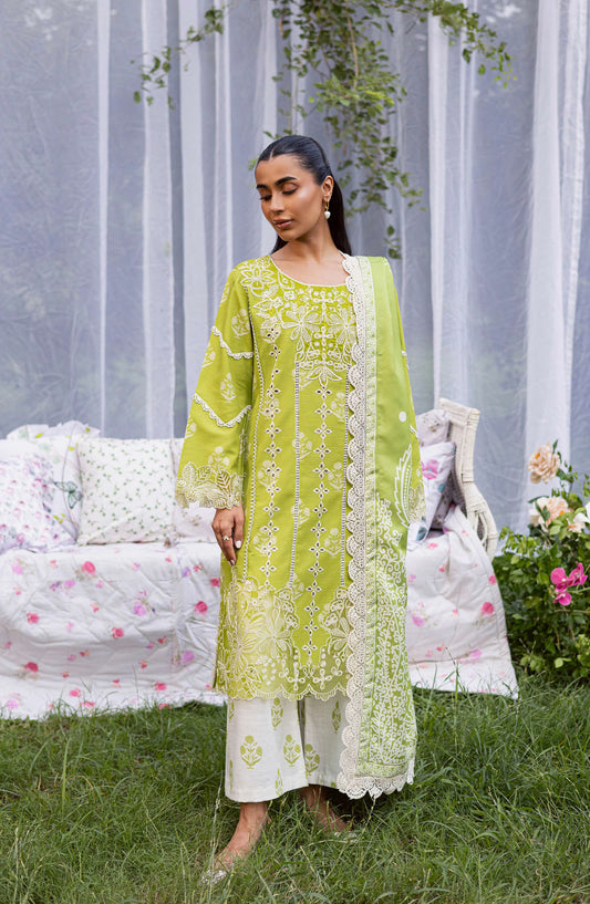 Mahnur Gardenia Embroidered Khaddar Unstitched 3 Piece Suit - GR-03 - MH25GR - Green - Winter Collection