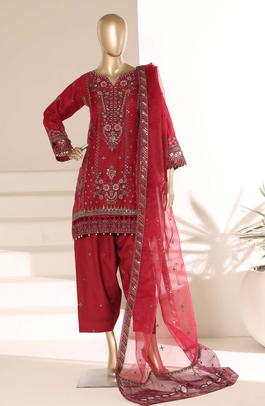Mahpara by Sadabahar Embroidered Formal Stitched 3 Piece Suit - D-02 - SBD26NVI - Red - Festive Collection