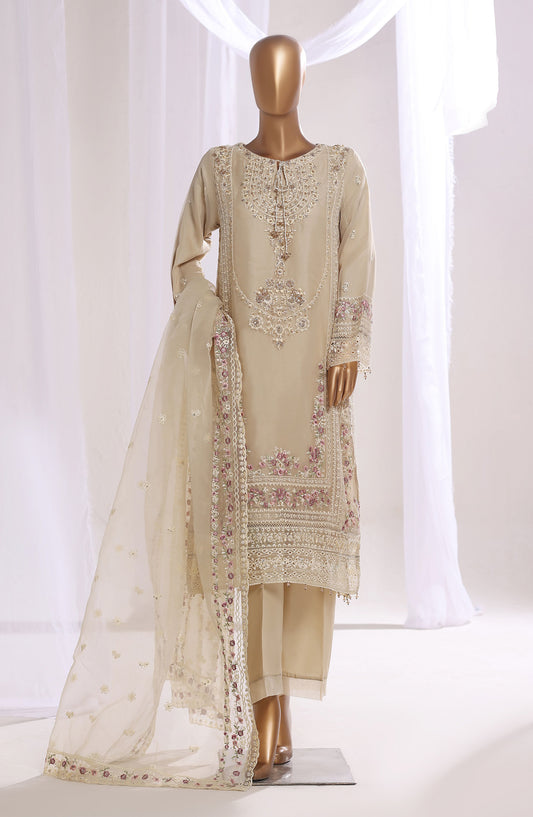 Mahpara by Sadabahar Embroidered Organza Stitched 3 Piece Suit - AG-30 - SBD25MHAPA - Fawn - Festive Collection