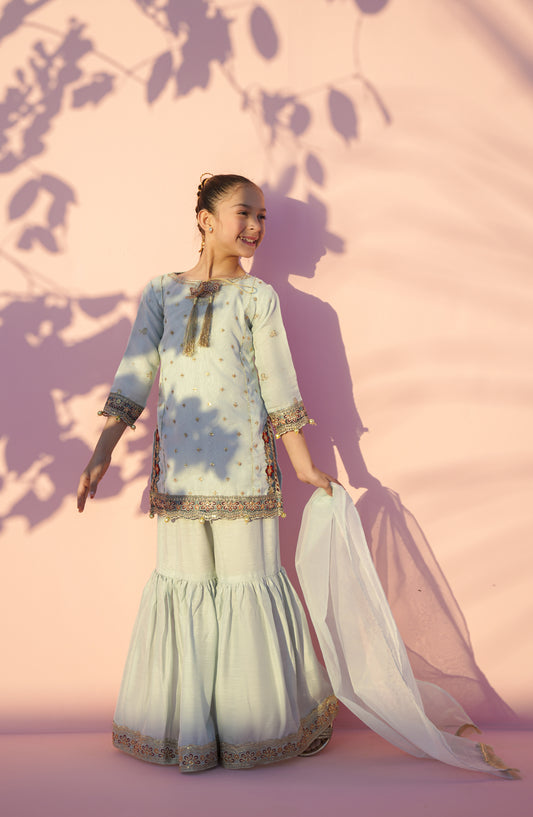 Main Hun Maryam Guriya by Amna Khadija Embroidered Organza Stitched 3 Piece Suit - MHMG-06 - AM26MRM - Pista Green - Girls Festive Collection