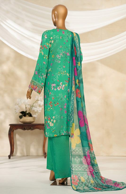 Majestic by HZ Textile Embroidered Silk Stitched 3 Piece Suit - PRE-109 - HZ25MJSL - Parrot Green - Formals Collection