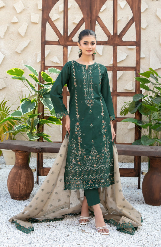 Mala by Tawakkal Fabrics Embroidered Lawn Unstitched 3 Piece Suit - D-3007 - TF26MLA - Green - Summer Collection