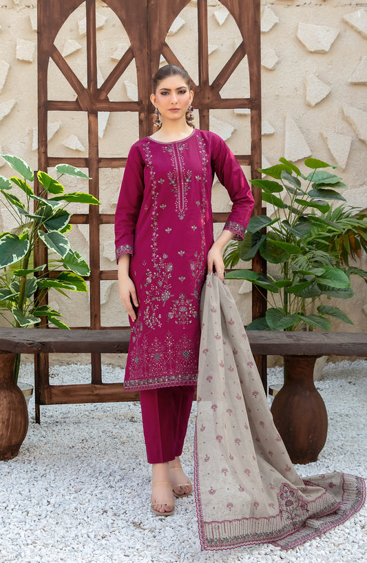 Mala by Tawakkal Fabrics Embroidered Lawn Unstitched 3 Piece Suit - D-3006 - TF26MLA - Pink - Summer Collection