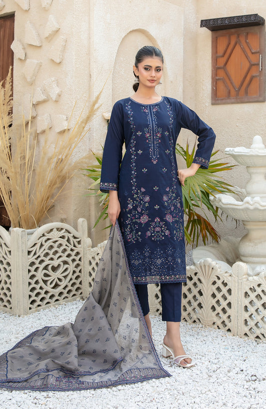Mala by Tawakkal Fabrics Embroidered Lawn Unstitched 3 Piece Suit - D-3005 - TF26MLA - Blue - Summer Collection