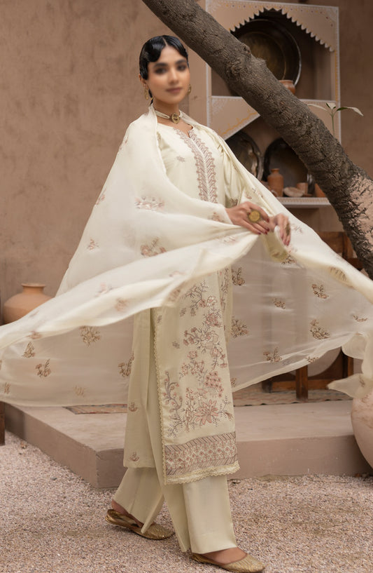 Malboos by Al Karim Embroidered Lawn Unstitched 3 Piece Suit - D-02 - AK26BOS - Green - Summer Collection