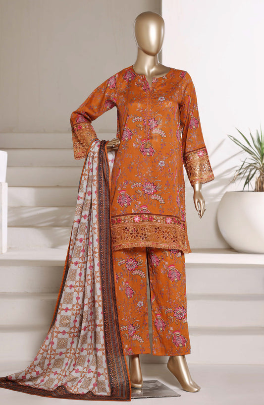 Malika by Sadabahar Embroidered Stitched 3 Piece Suit - Design-02 - SBD26TVE - Orange - Festive Collection