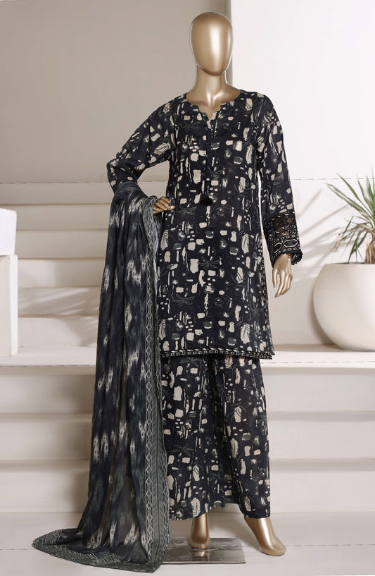 Malika by Sadabahar Embroidered Stitched 3 Piece Suit - Design-01 - SBD26TVE - Black - Festive Collection