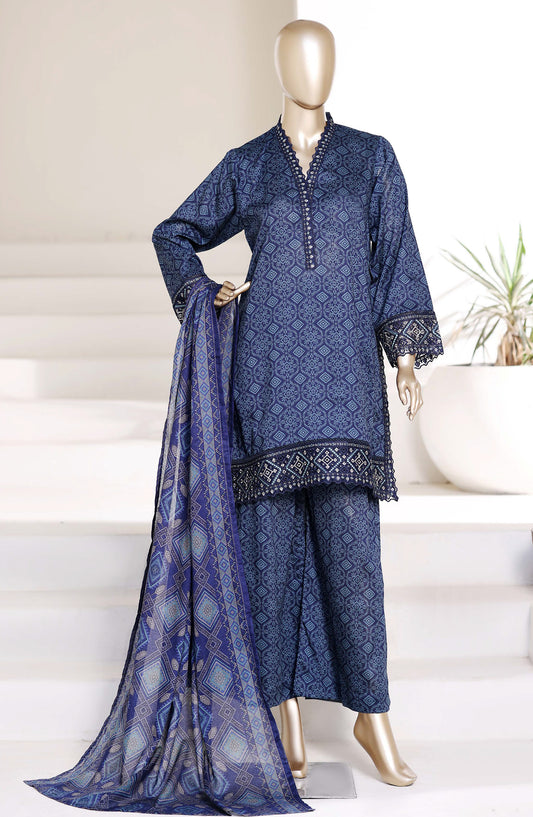 Malika by Sadabahar Embroidered Lawn Stitched 3 Piece Suit - D-06 - SBD26MLKA - Blue - Festive Collection