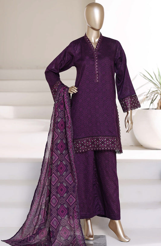 Malika by Sadabahar Embroidered Lawn Stitched 3 Piece Suit - D-05 - SBD26MLKA - Purple - Festive Collection