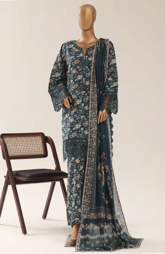 Malika by Sadabahar Embroidered Lawn Stitched 3 Piece Suit - D-03 - SBD26THR - Green - Festive Collection